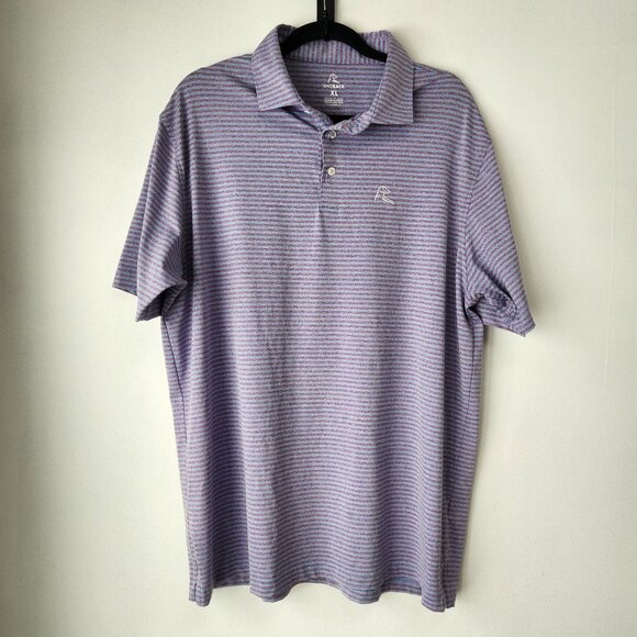 Rhoback Purple Striped Golf Polo Stretch Performance Wear Men's XL - Picture 1 of 8